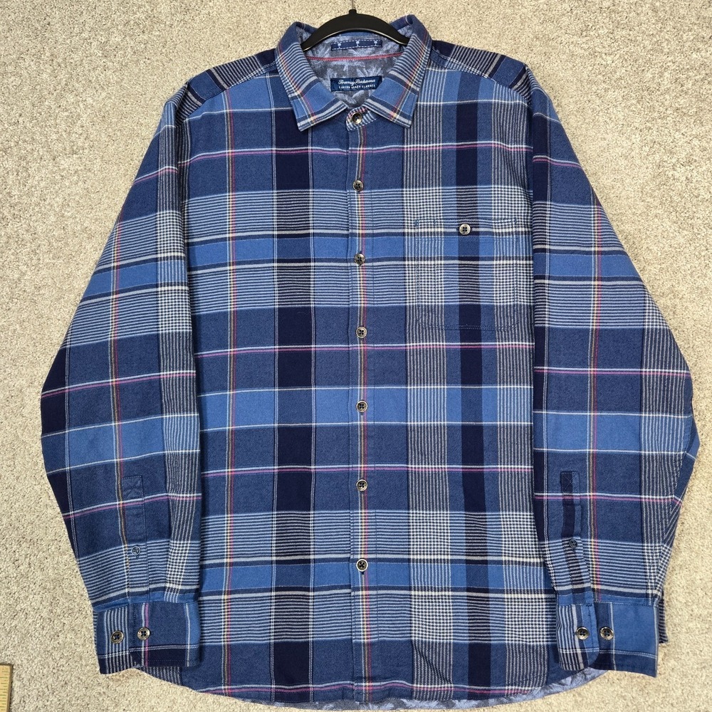 Tommy Bahama‎ flannel mens XL Canyon Beach blue plaid